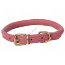 Ace Super Soft Rolled Italian Leather Dog Collar : Pink (brass buckle) 